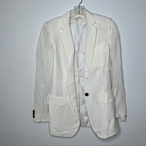 Veronica Beard white linen Dickey jacket w/ removable sleeves, 0